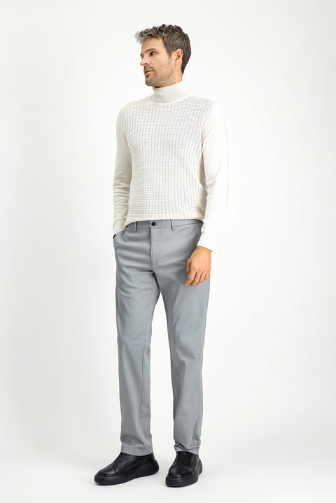 Açık Gri 6 Drop Regular Fit Standart Kesim Likralı Kanvas / Chino Pantolon