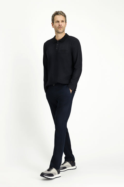 Orta Lacivert Regular Fit Standart Kesim Likralı Kanvas / Chino Pantolon