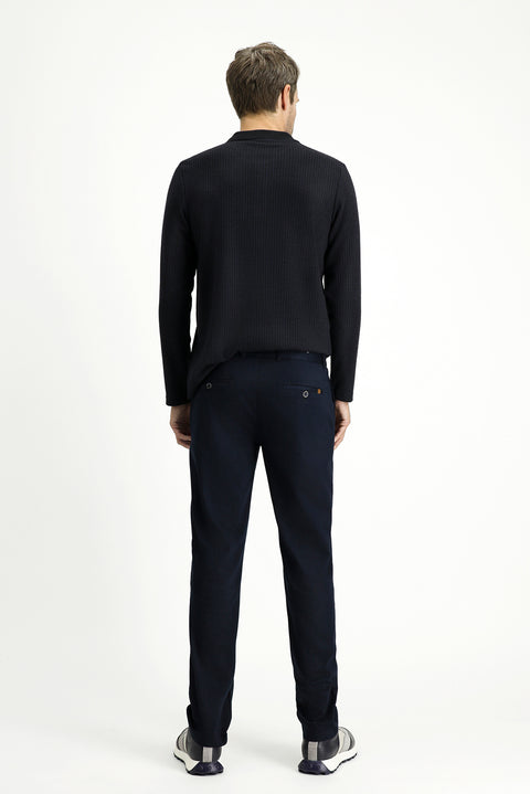 Orta Lacivert Regular Fit Standart Kesim Likralı Kanvas / Chino Pantolon