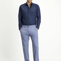 Havacı Mavi 4 Drop Relaxed Fit Rahat Kesim Likralı Kanvas / Chino Pantolon