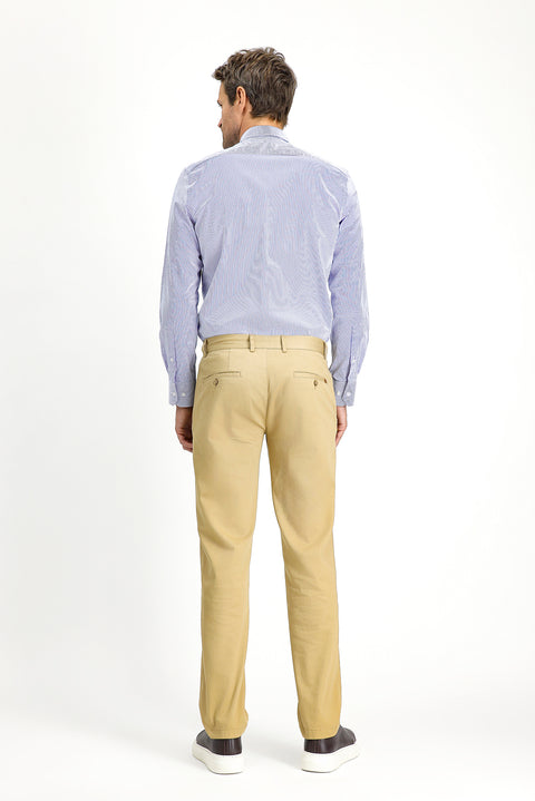Light Beige Regular Fit Standard Cut Lycra Canvas / Chino Pants