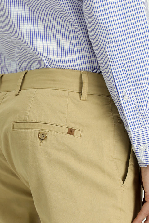 Light Beige Slim Fit Skinny Stretch Canvas / Chino Trousers