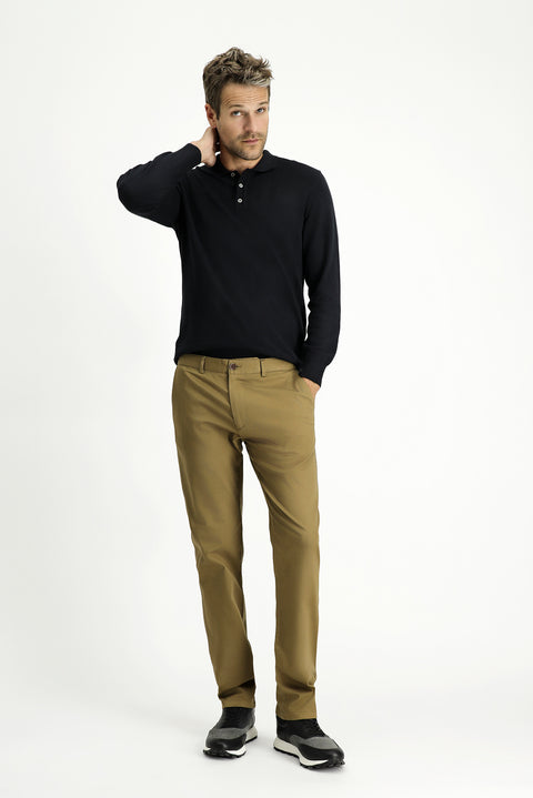 Koyu Bej 6 Drop Regular Fit Standart Kesim Likralı Kanvas / Chino Pantolon