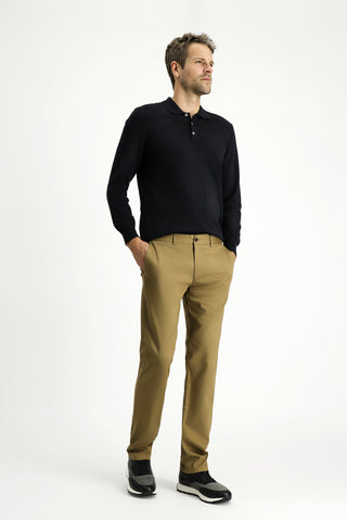  Koyu Bej Regular Fit Likralı Kanvas / Chino Pantolon