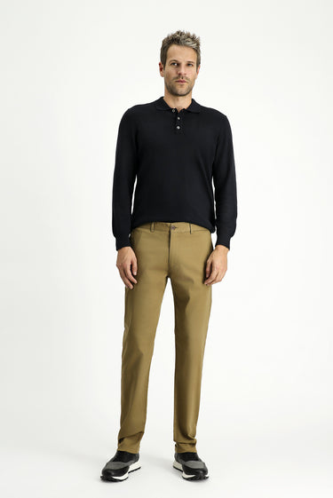  Koyu Bej Regular Fit Likralı Kanvas / Chino Pantolon