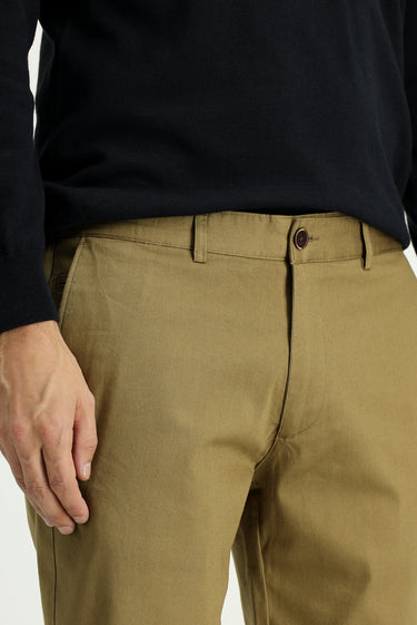 Koyu Bej Regular Fit Likralı Kanvas / Chino Pantolon