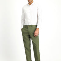 Orta Haki Regular Fit Standart Kesim Likralı Kanvas / Chino Pantolon