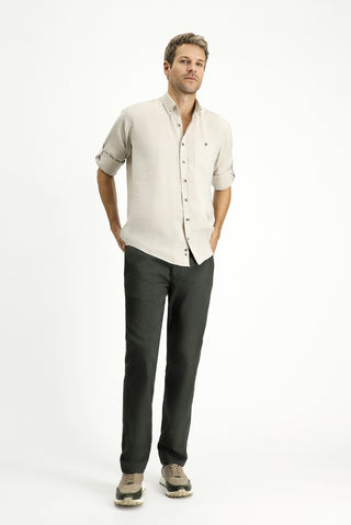  Koyu Haki 6 Drop Regular Fit Standart Kesim Likralı Kanvas / Chino Pantolon