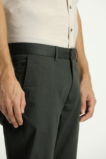 Koyu Haki Regular Fit Likralı Kanvas / Chino Pantolon