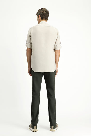 Koyu Haki Regular Fit Likralı Kanvas / Chino Pantolon