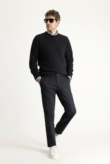 Orta Antrasit Regular Fit Likralı Kanvas / Chino Pantolon