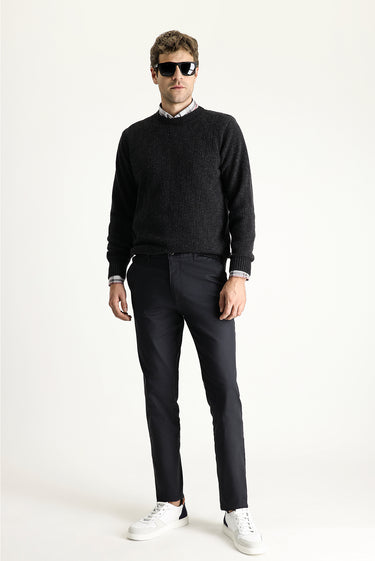 Orta Antrasit Regular Fit Likralı Kanvas / Chino Pantolon