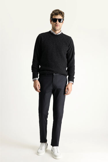 Orta Antrasit Regular Fit Likralı Kanvas / Chino Pantolon