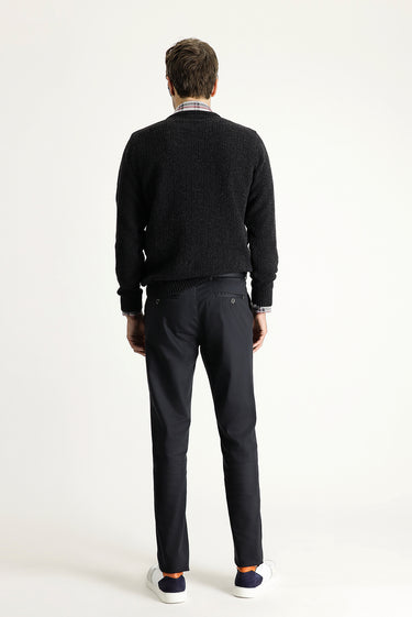 Orta Antrasit Regular Fit Likralı Kanvas / Chino Pantolon