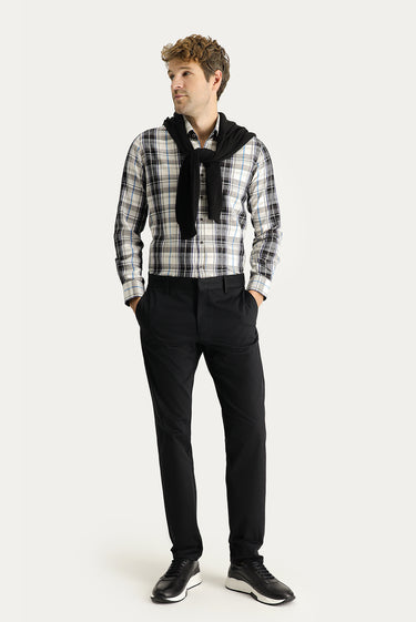 Siyah Relaxed Fit Rahat Kesim Likralı Saten Kanvas / Chino Pantolon