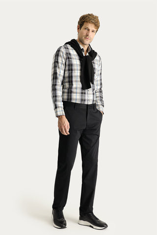  Siyah 7 Drop Slim Fit Dar Kesim Likral? Saten Kanvas / Chino Pantolon-Ki??l?