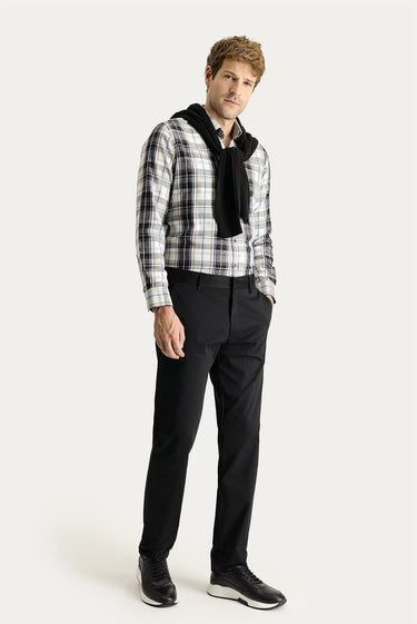 Siyah 4 Drop Relaxed Fit Rahat Kesim Likralı Saten Kanvas / Chino Pantolon