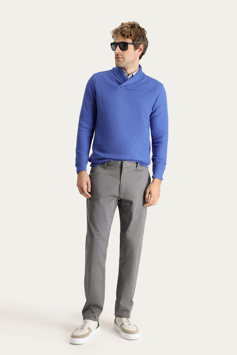 Orta Gri 4 Drop Relaxed Fit Rahat Kesim Likralı Saten Kanvas / Chino Pantolon