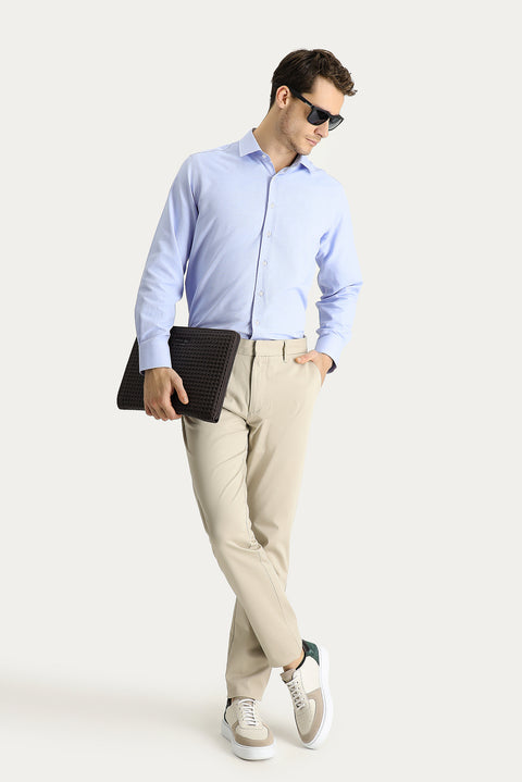 Sand Regular Fit Standard Cut Lycra Sateen Canvas / Chino Trousers