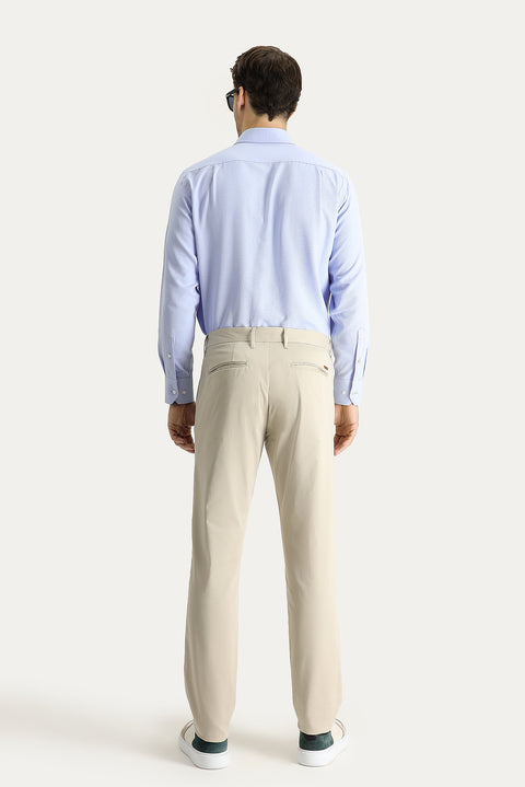 Sand Regular Fit Standard Cut Lycra Sateen Canvas / Chino Trousers