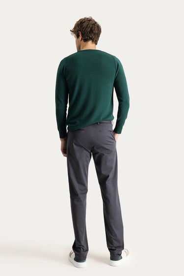  Orta Antrasit Slim Fit Dar Kesim Likralı Saten Kanvas / Chino Pantolon