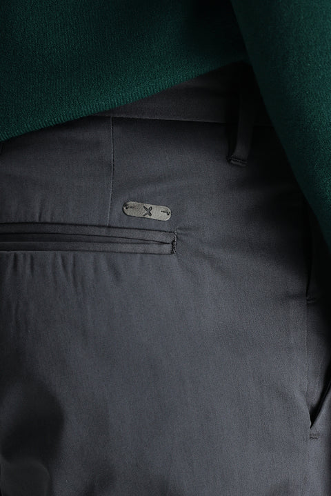 Medium Anthracite Regular Fit Standard Cut Lycra Sateen Canvas / Chino Trousers
