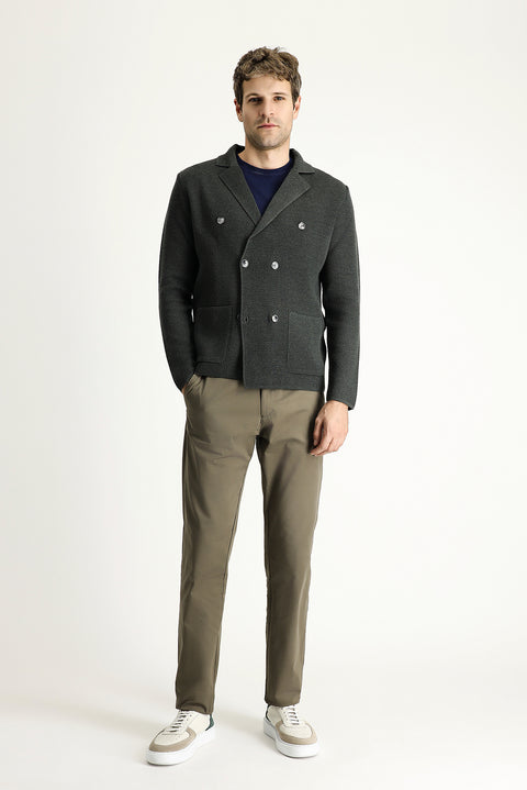 Dark Mink Regular Fit Standard Cut Lycra Sateen Canvas / Chino Trousers