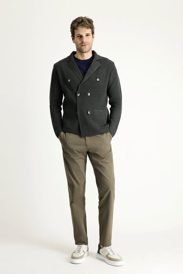  Koyu Vizon Slim Fit Dar Kesim Likralı Saten Kanvas / Chino Pantolon