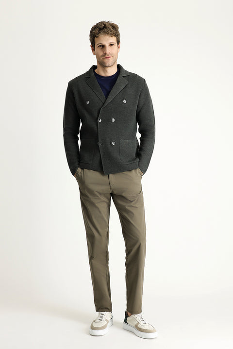 Koyu Vizon Relaxed Fit Rahat Kesim Likralı Saten Kanvas / Chino Pantolon