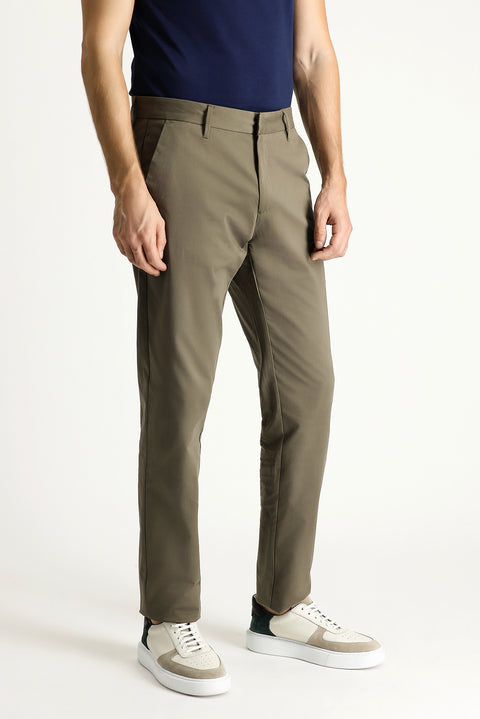Koyu Vizon Relaxed Fit Rahat Kesim Likralı Saten Kanvas / Chino Pantolon