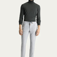 Açık Gri 7 Drop Slim Fit Dar Kesim Beli Lastikli İpli Desenli Likralı Pantolon