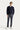 Koyu Lacivert Slim Fit Dar Kesim Beli Lastikli İpli Desenli Likralı Pantolon