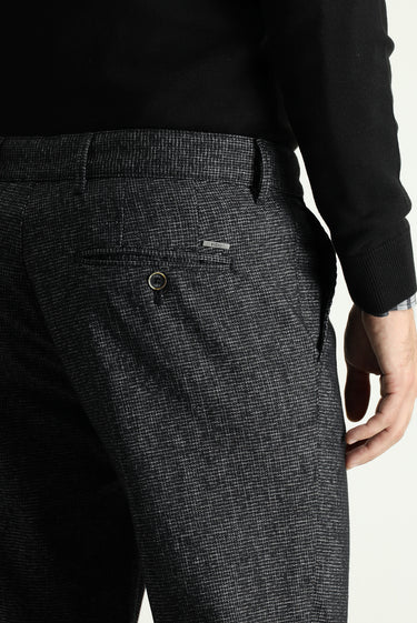 Siyah Regular Fit Desenli Likralı Kanvas / Chino Pantolon