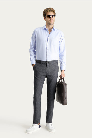 Koyu Füme Regular Fit Desenli Likralı Kanvas / Chino Pantolon