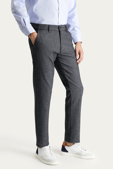  Koyu Füme Regular Fit Desenli Likralı Kanvas / Chino Pantolon