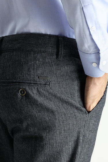 Koyu Füme Regular Fit Desenli Likralı Kanvas / Chino Pantolon