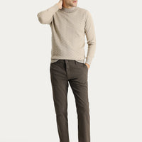 Dark Green Slim Fit Patterned Stretch Canvas / Chino Trousers
