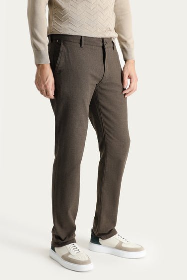 Koyu Yeşil Regular Fit Desenli Likralı Kanvas / Chino Pantolon