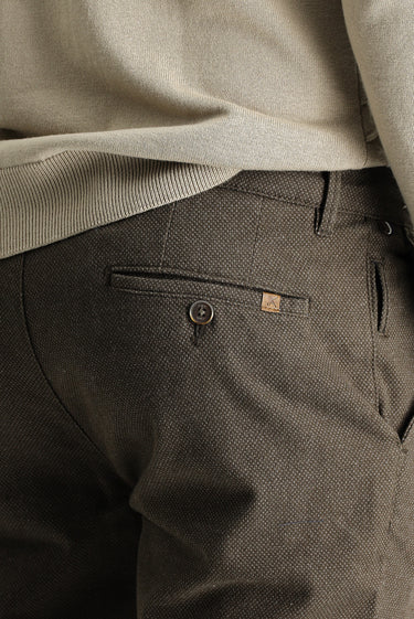 Koyu Yeşil Regular Fit Desenli Likralı Kanvas / Chino Pantolon