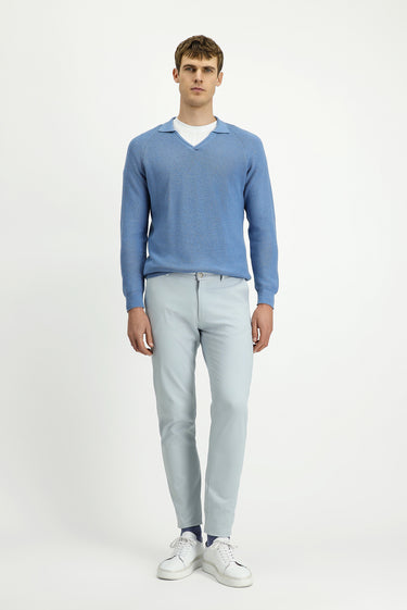Gümüş Slim Fit Dar Kesim Likralı Kanvas / Chino Pantolon