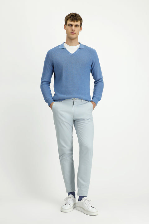 Gümüş Regular Fit Standart Kesim Likralı Kanvas / Chino Pantolon