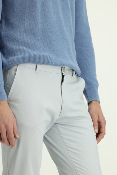 Gümüş Regular Fit Likralı Kanvas / Chino Pantolon