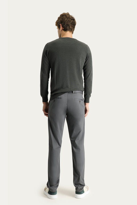 Orta Füme Regular Fit Standart Kesim Likralı Kanvas / Chino Pantolon
