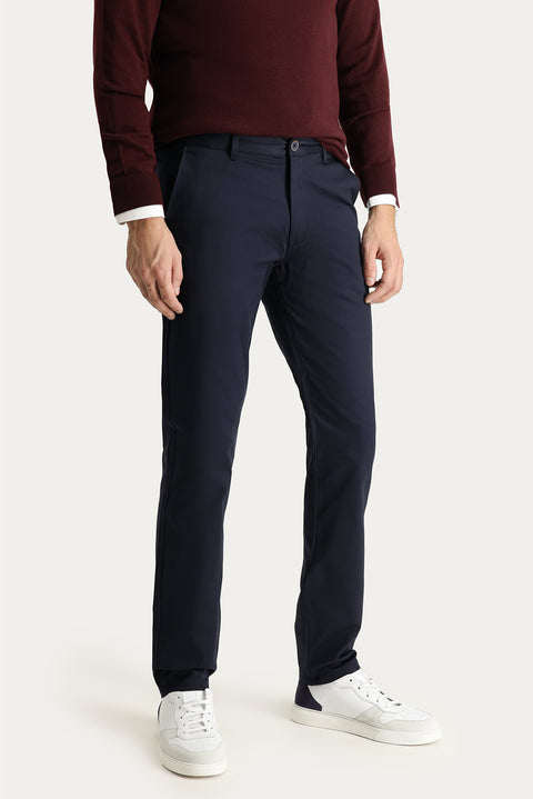 Mid-Navy Slim Fit Stretch Canvas / Chino Trousers
