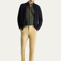 Orta Bej Slim Fit Dar Kesim Likralı Kanvas / Chino Pantolon