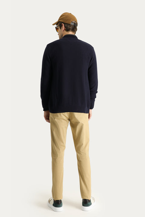 Orta Bej Slim Fit Dar Kesim Likralı Kanvas / Chino Pantolon