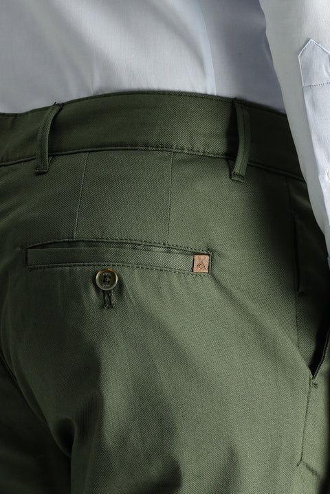 Orman Yeşili Regular Fit Standart Kesim Likralı Kanvas / Chino Pantolon