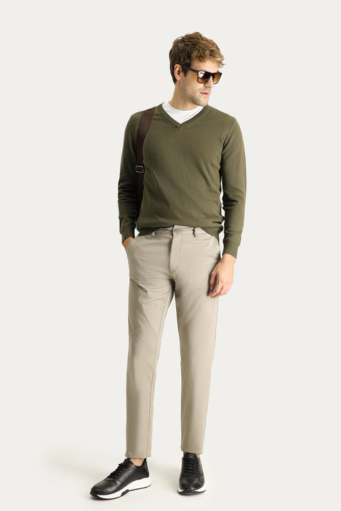 Açık Vizon Regular Fit Standart Kesim Likralı Kanvas / Chino Pantolon