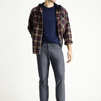 Orta Lacivert Regular Fit Desenli Likralı Kanvas / Chino Pantolon