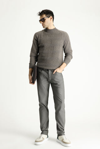  Orta Haki 6 Drop Regular Fit Standart Kesim Desenli Likralı Kanvas / Chino Pantolon